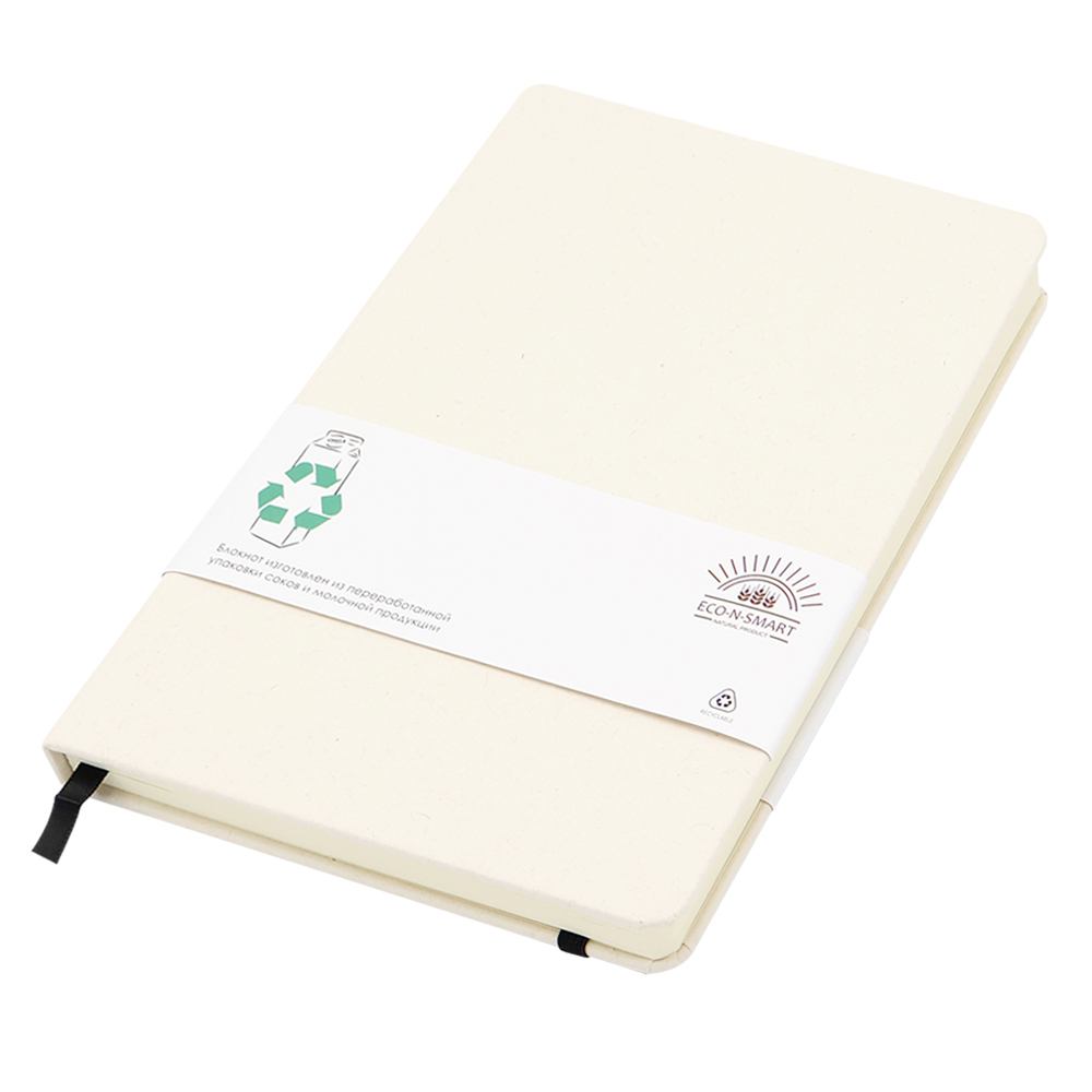 Блокнот из переработанных тетрапак в твёрдом переплёте Rebirth для бизнеса