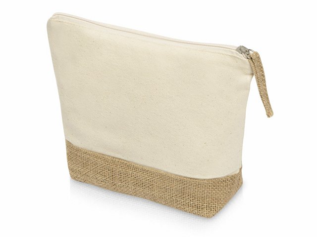 Косметичка "Jute" из хлопка и джута, натуральный для бизнеса