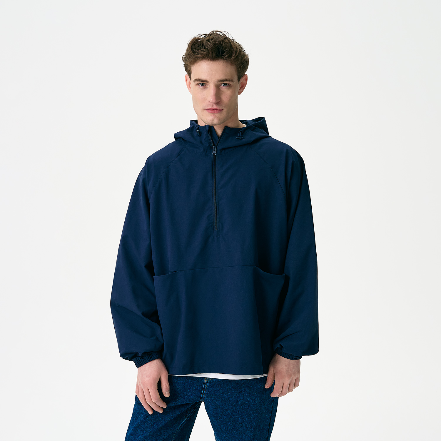Ветровка (анорак) оверсайз унисекс Риссман (Rissman), темно-синяя, размер XL/XXL для бизнеса