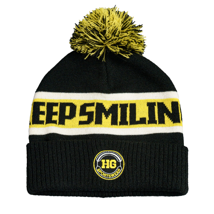 Образец вязанная шапка с помпоном и отворотом, двойная, 100% аркил