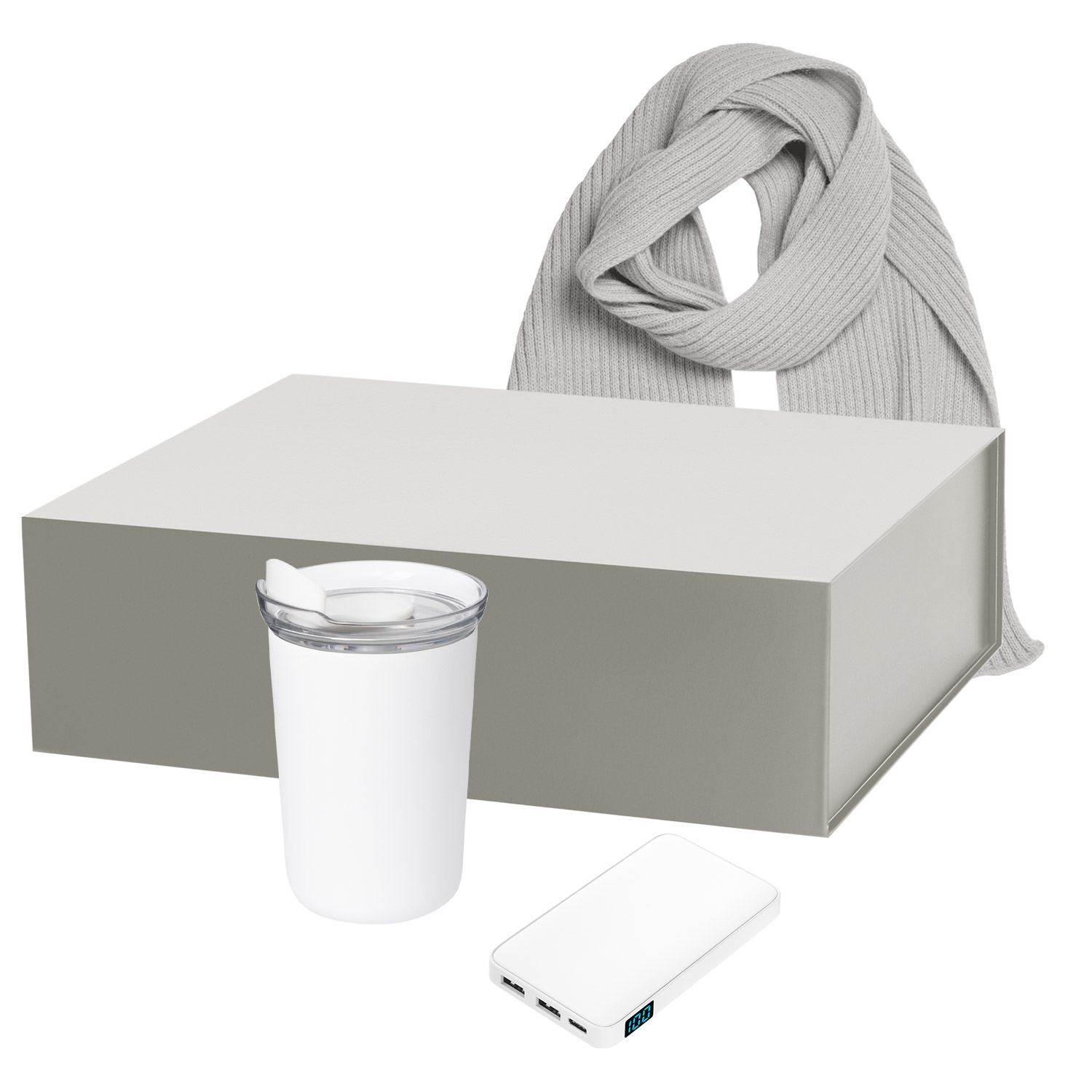 Подарочный набор Strada, Ancor, Forges, белый (термокружка, аккумулятор, шарф)