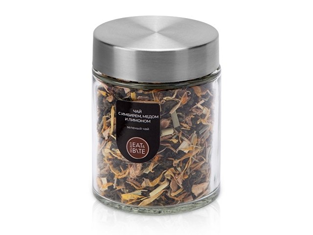 Чай зеленый, серия "Essence", с медом, имбирем и лимоном, стеклянная банка для бизнеса