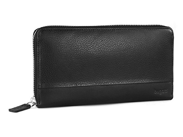 Кошелёк BUGATTI Atlanta, на молнии, чёрный, натуральная воловья кожа, 19,5х2,5х10,5 см для бизнеса
