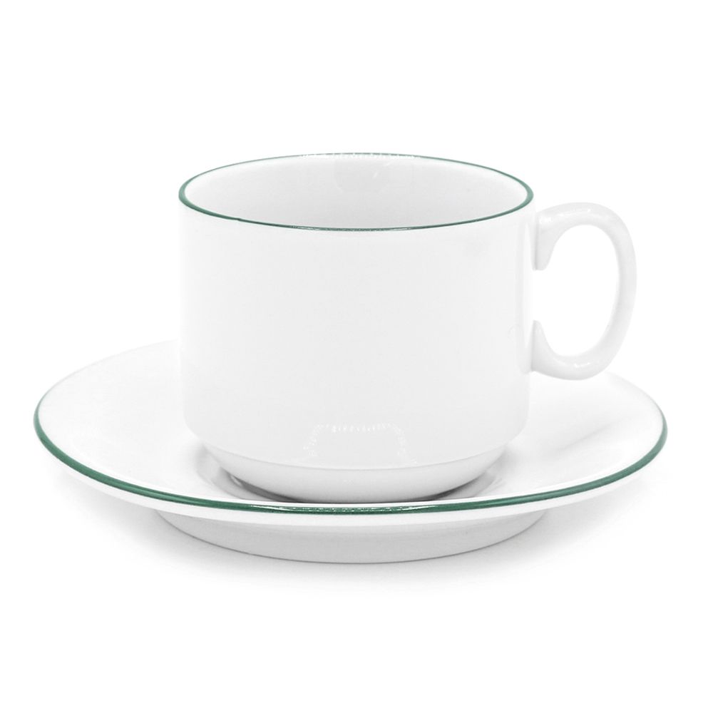 Чайная пара фарфоровая  220см³ экспресс Палитра, зеленый, в коробке