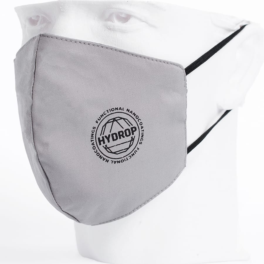 Бесклапанная фильтрующая маска RESPIRATOR 800 HYDROP серая с логотипом в фирменном пакете для бизнеса