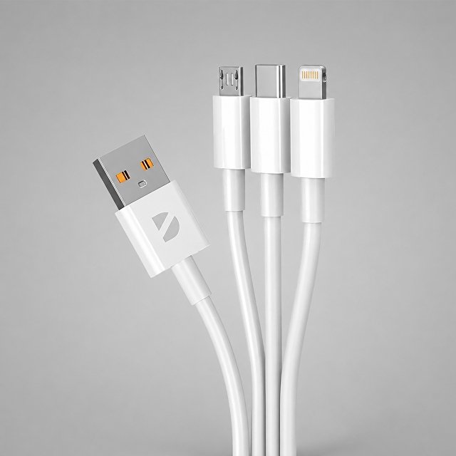 Дата-кабель 3 в 1: micro USB, USB-C, Ligthning, 1.2м, белый, Deppa для бизнеса