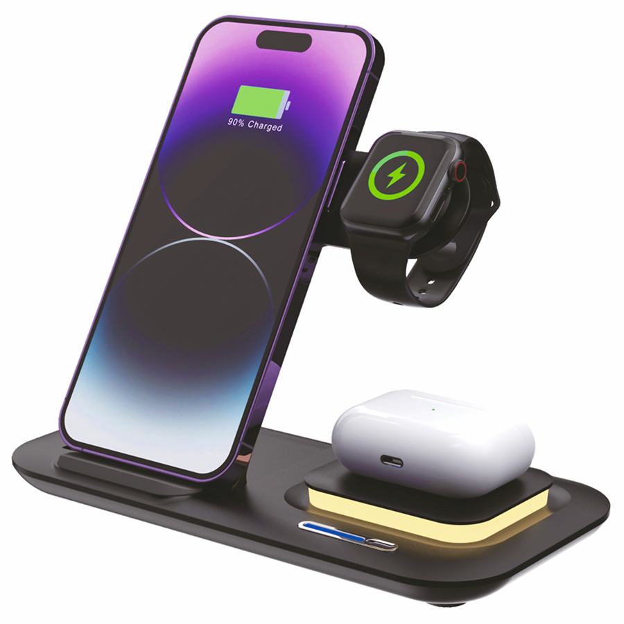 Беспроводное мультизарядное устройство Protos 15W, черный для бизнеса