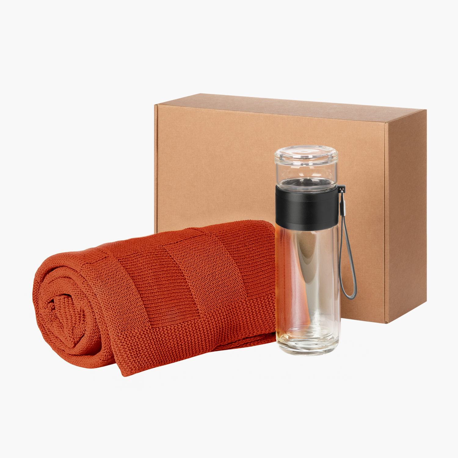 Подарочный набор Терсо (Terso), Селла (Cella), оранжевый (плед, термобутылка) для бизнеса