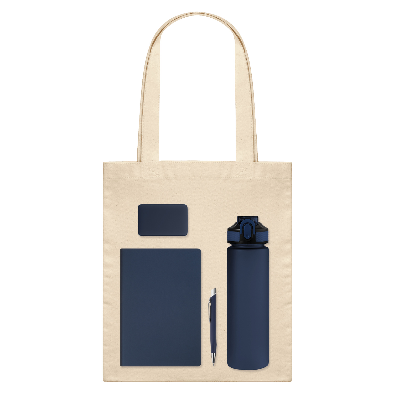 Подарочный набор Велком Пак (Welcome Pack), синий (бутылка, ежедневник, ручка, ЗУ, шоппер) для бизнеса
