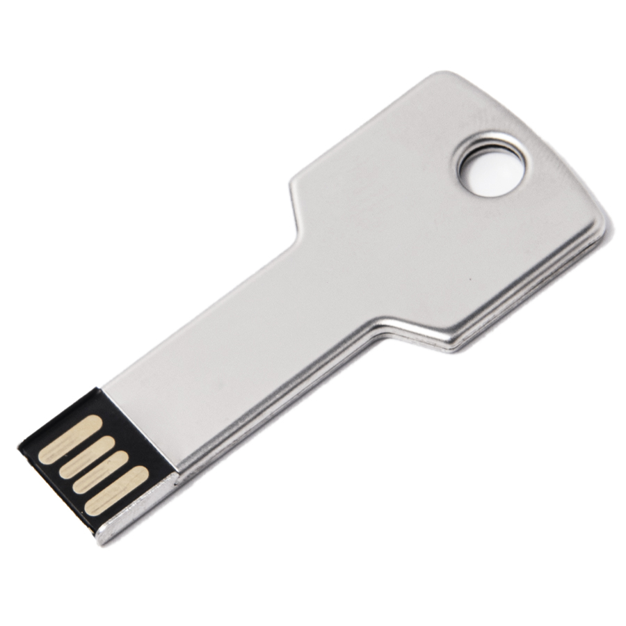 USB flash-карта KEY (8Гб), серебристая, 5,7х2,4х0,3 см, металл для бизнеса