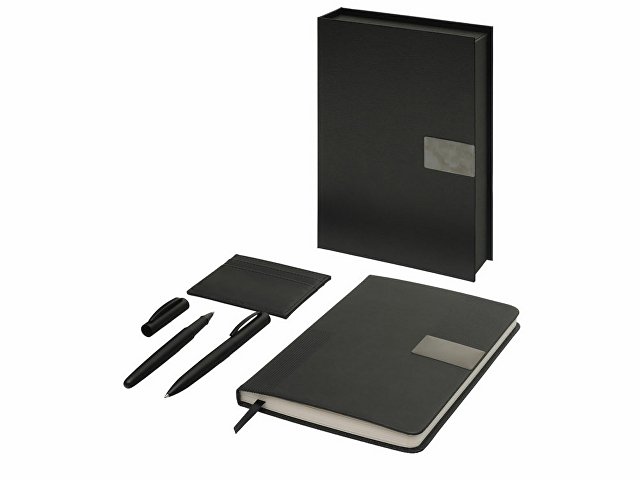 Подарочный набор "Goethe" с блокнотом А5, 2-мя ручками и картхолдером, черный для бизнеса