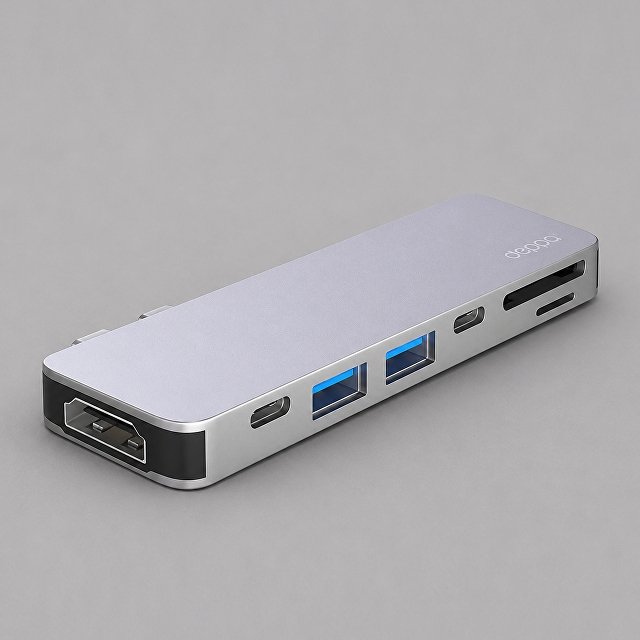 USB-C адаптер для MacBook 7-в-1, серебро, Deppa для бизнеса