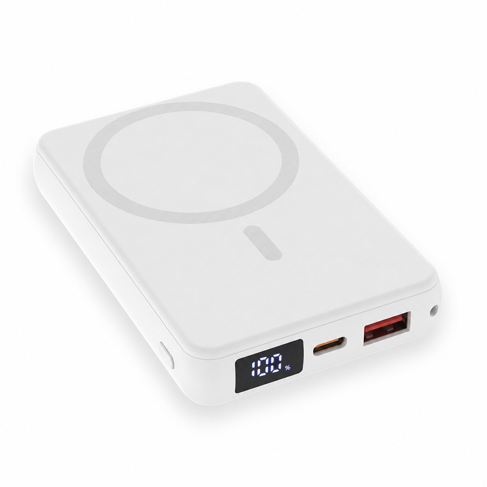 Магнитный внешний аккумулятор Quantum с беспроводной зарядкой (15W), 10000 Mah, черный для бизнеса