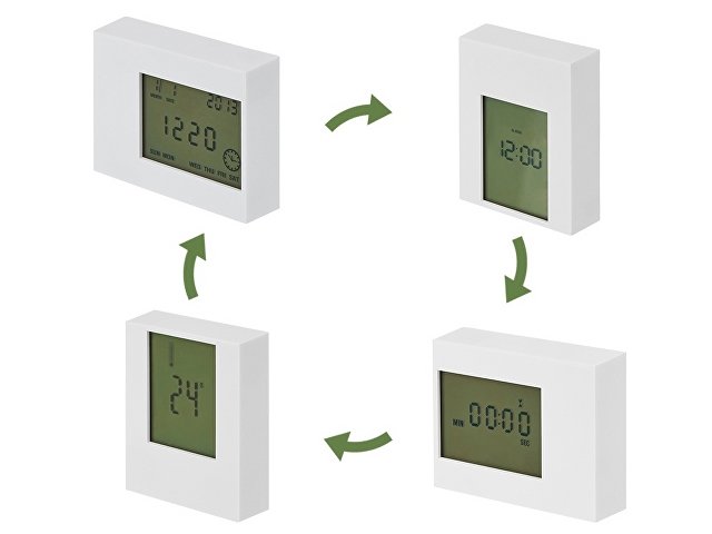 Настольные электронные мультифункциональные часы "Rotatio" с подсветкой, белый для бизнеса