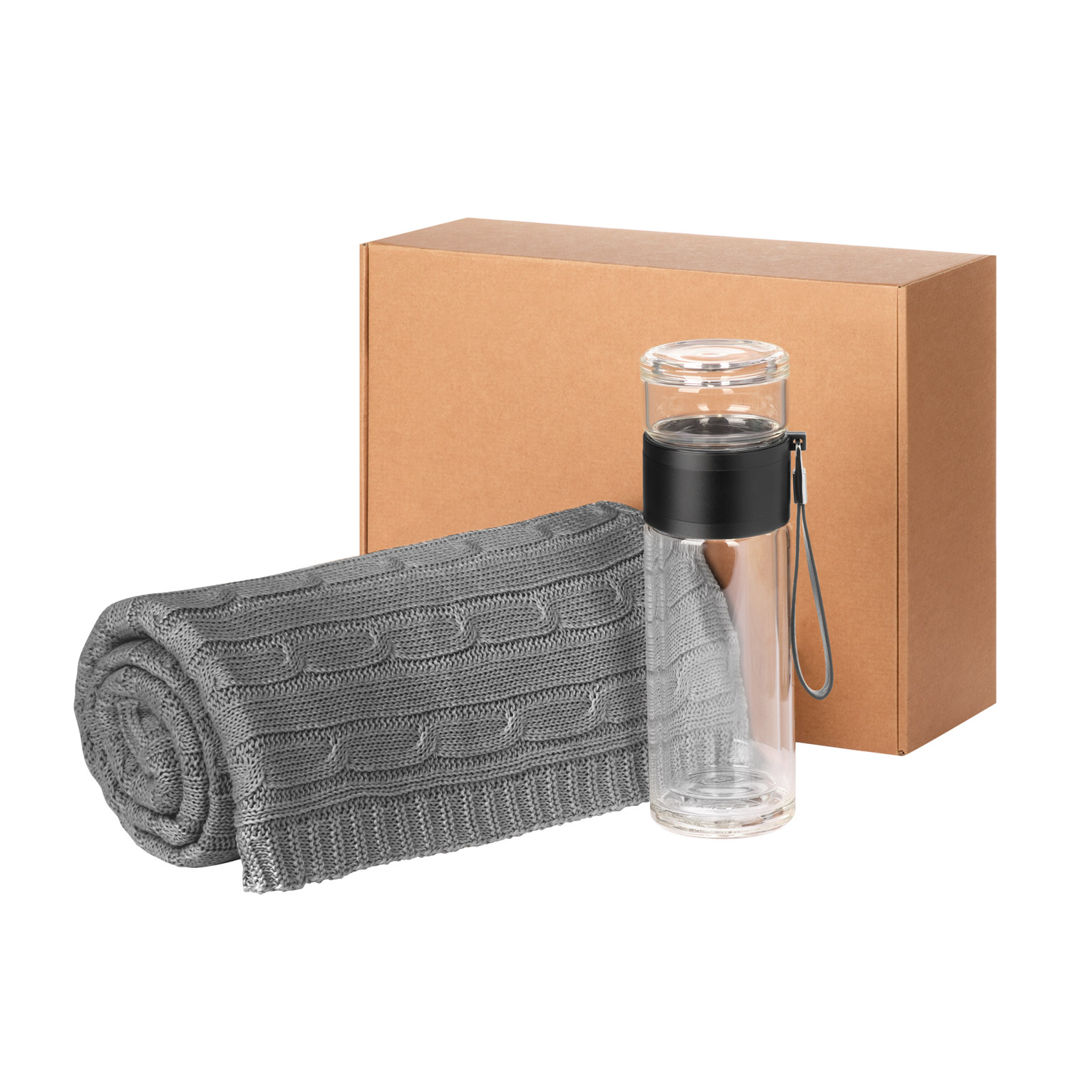 Подарочный набор Терсо (Terso), Фадо (Fado), серый (плед, термобутылка) для бизнеса