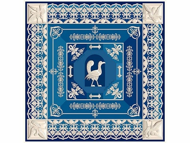 Платок "Птица дивная", синий для бизнеса