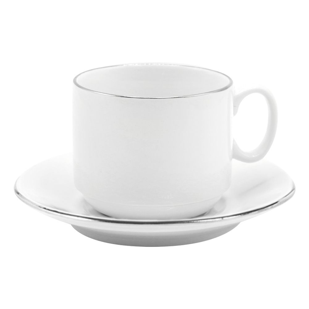 Чайная пара фарфоровая 220см³ экспресс Платиновый в коробке