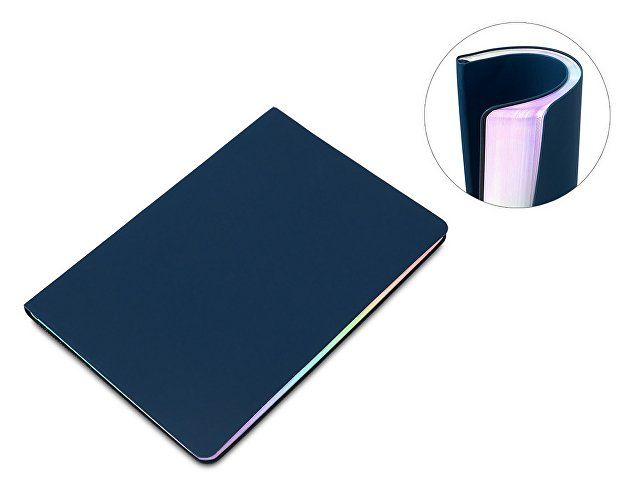 Блокнот А5 в гибкой обложке "Fellini" с голографическим срезом, темно-синий