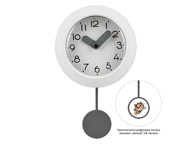 Настенные часы с маятником "Pendulum", белый для бизнеса