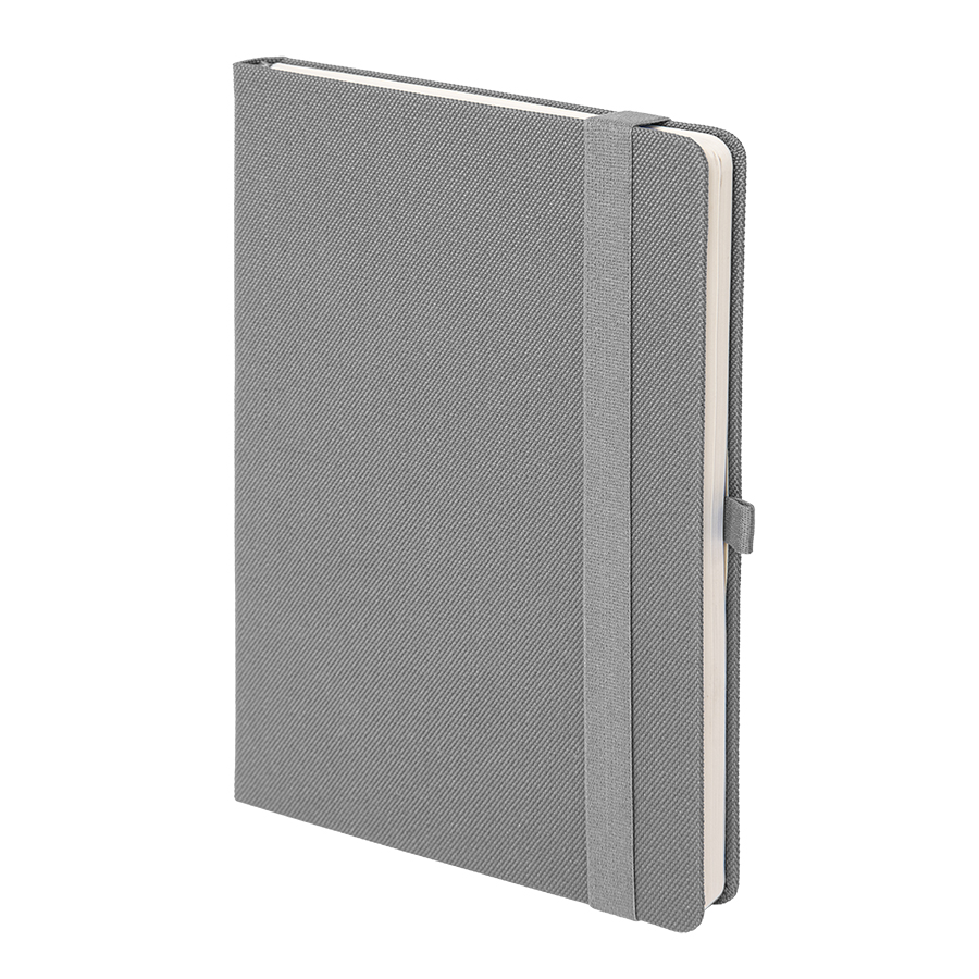 Бизнес-блокнот OXI, A5, серый, твердая обложка, RPET, в линейку для бизнеса