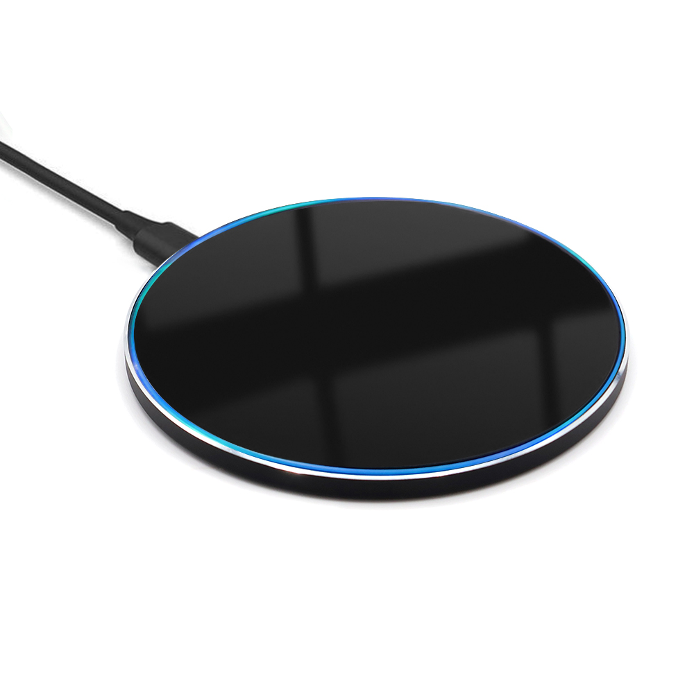 Беспроводное зарядное устройство Gravy с подсветкой и гравировкой 15W, черный для бизнеса