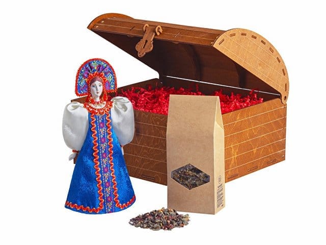 Подарочный набор: кукла фарфоровая, чай "Малина с мятой" для бизнеса
