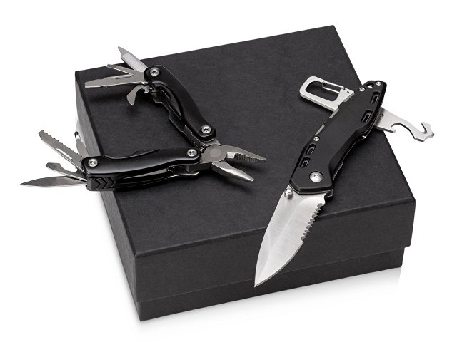 Подарочный набор с мультитулом и ножом «Blacksmith», черный для бизнеса