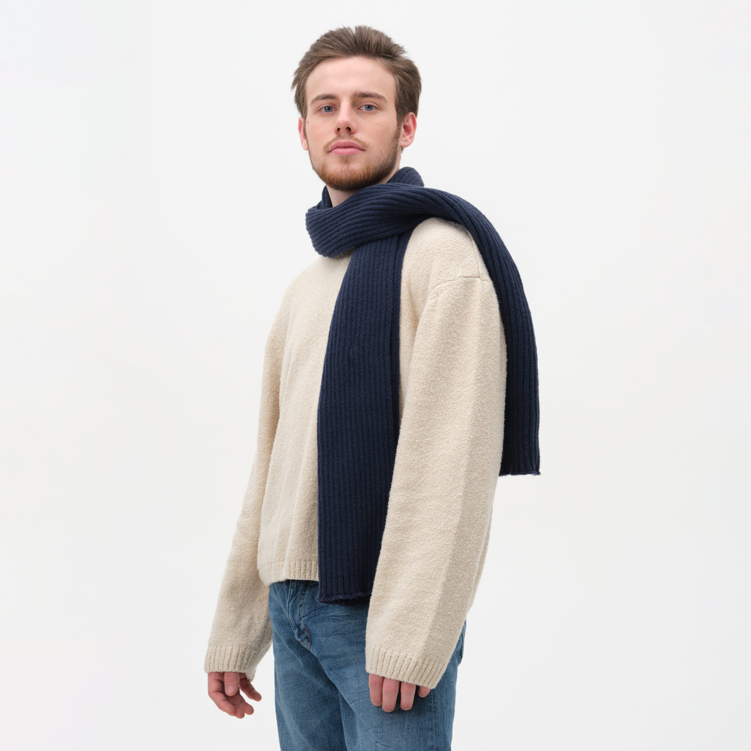 Шарф Форгес (Forges) вязаный, синий для бизнеса