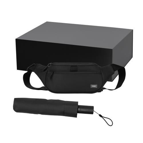 Подарочный набор Boston, Filton, черный (поясная сумка, зонт)