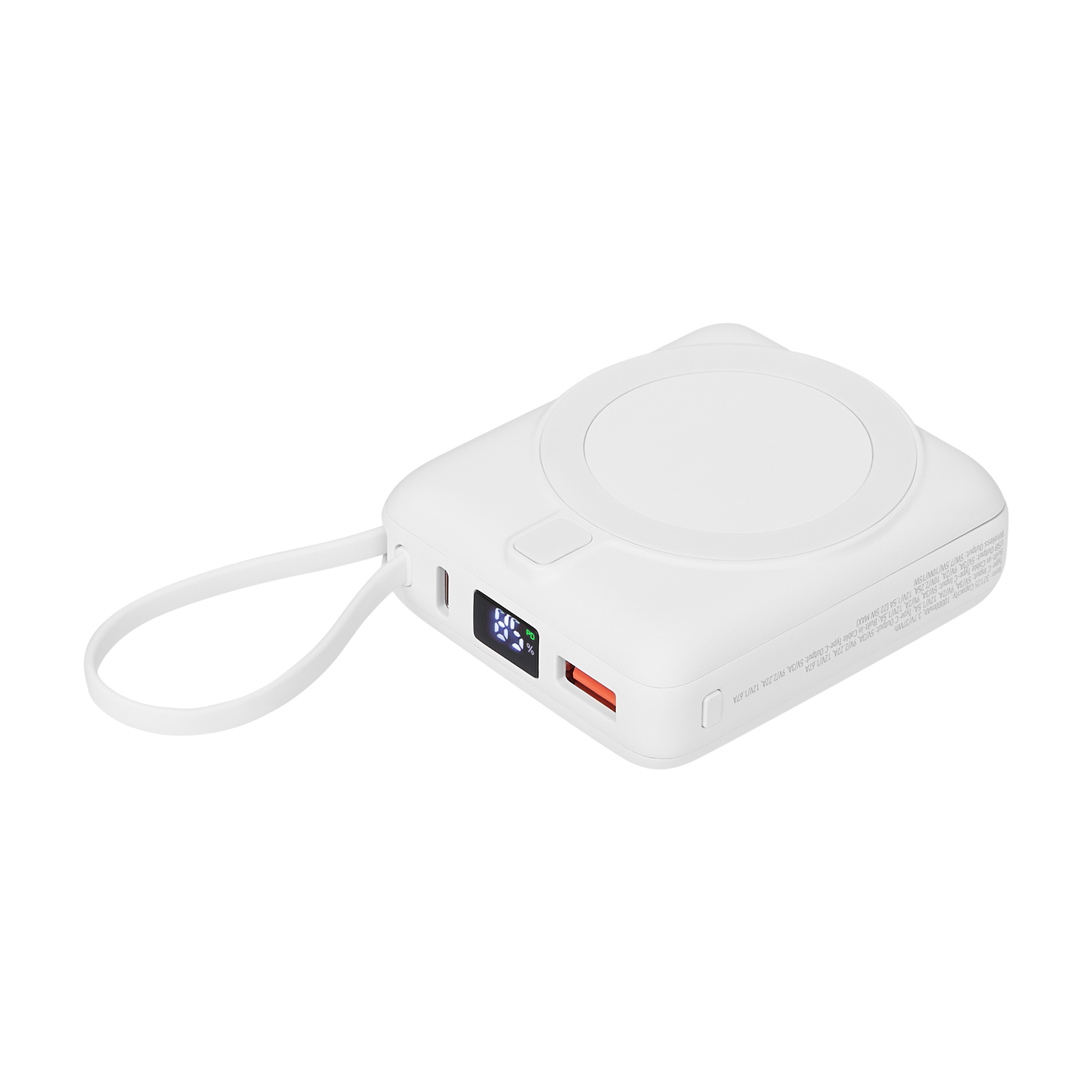 Внешний аккумулятор с подсветкой Ritter PD 10000mAh с функцией беспроводной зарядки 15W, белый