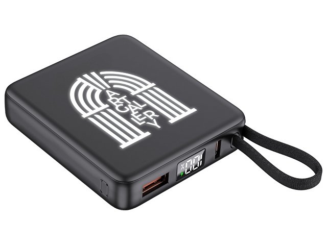 Внешний аккумулятор с подсветкой лого "Nex", 5000 мАч, черный