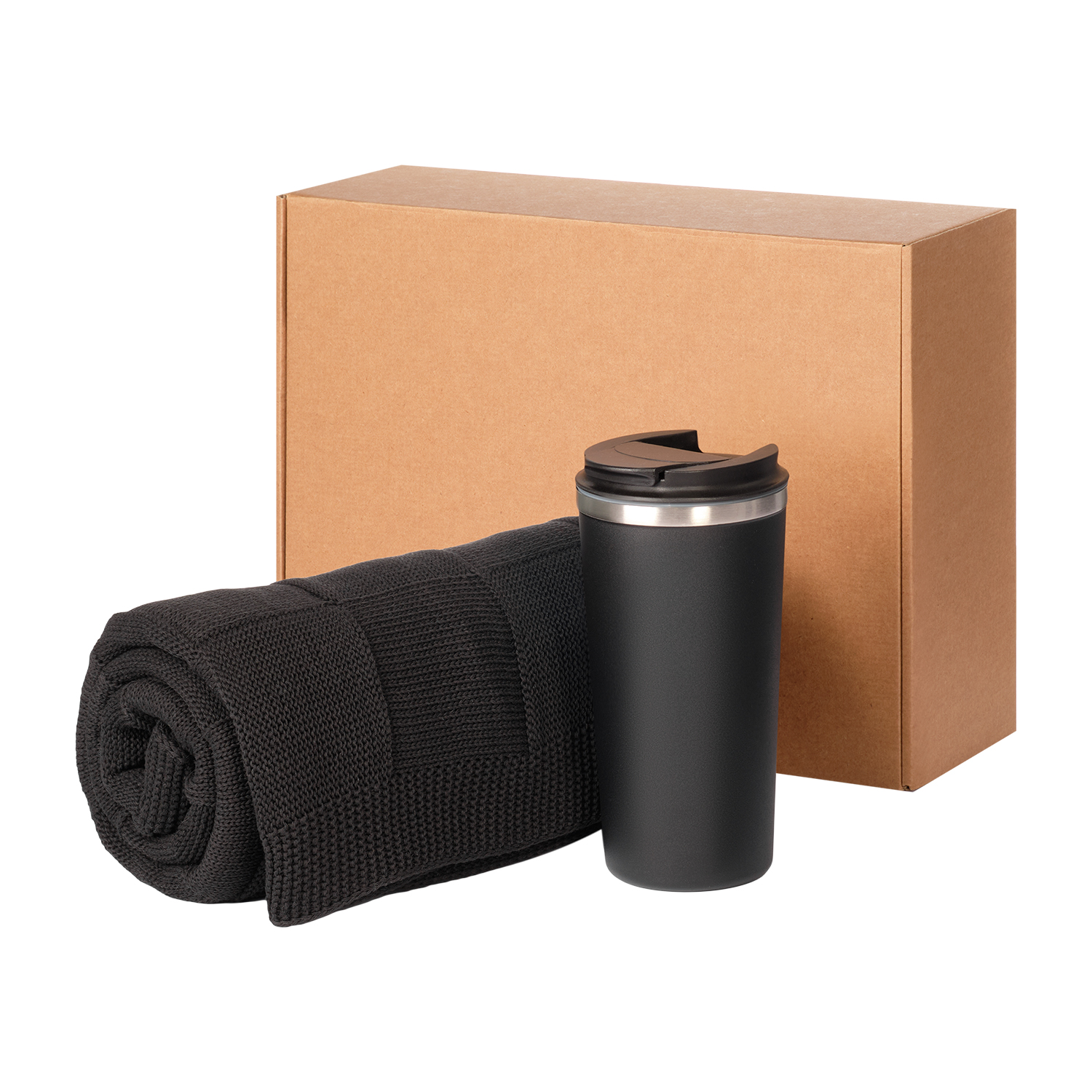 Подарочный набор Палермо, Селла (Palermo, Cella), черный (плед, термокружка) для бизнеса