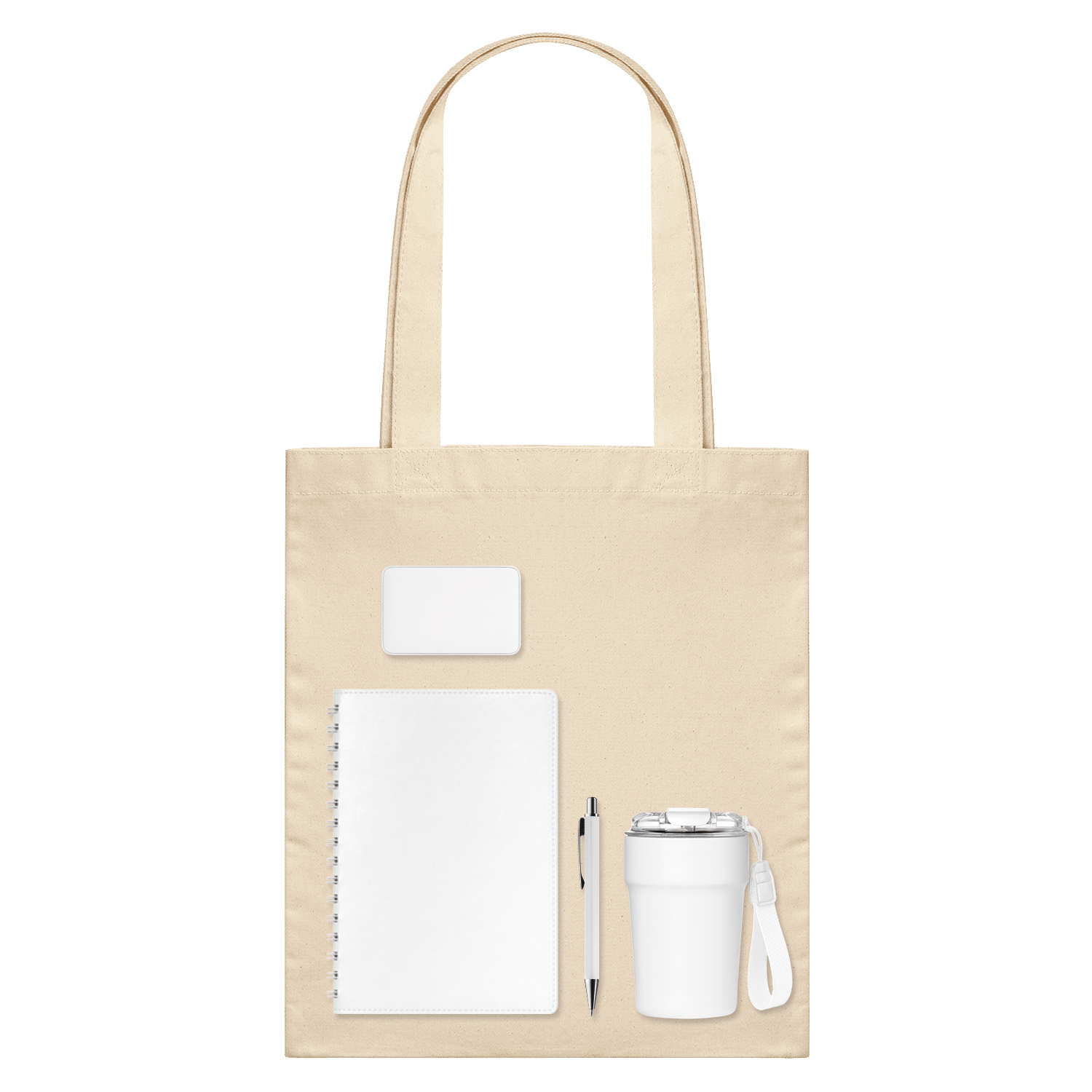 Подарочный набор Велком Пак (Welcome Pack), белый (термокружка, ежедневник, ручка, ЗУ, шоппер) для бизнеса