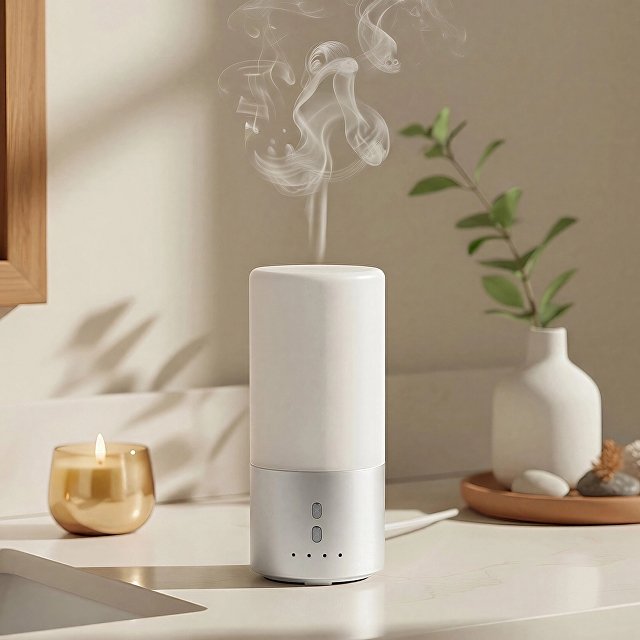 Увлажнитель воздуха с подсветкой "Breathe", белый/серебристый для бизнеса