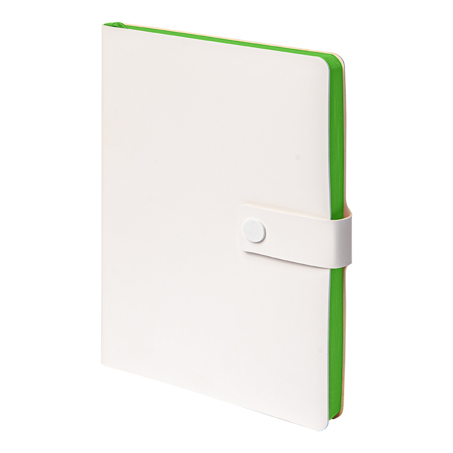 Ежедневник недатированный Stellar, А5, белый, кремовый блок  в линейку, с зеленым обрезом для бизнеса