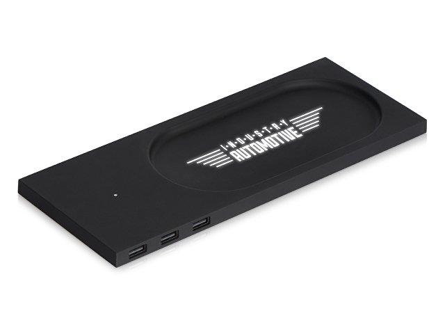 Беспроводное настольное зарядное устройство "Glide" с подсветкой, софт тач для бизнеса