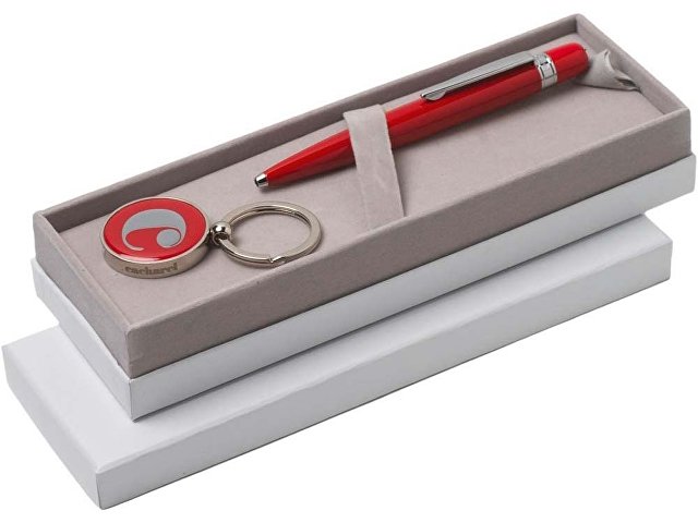 Набор Cacharel: шариковая ручка, брелок с флеш-картой USB 2. на 4 Гб, красный/серебристый для бизнеса