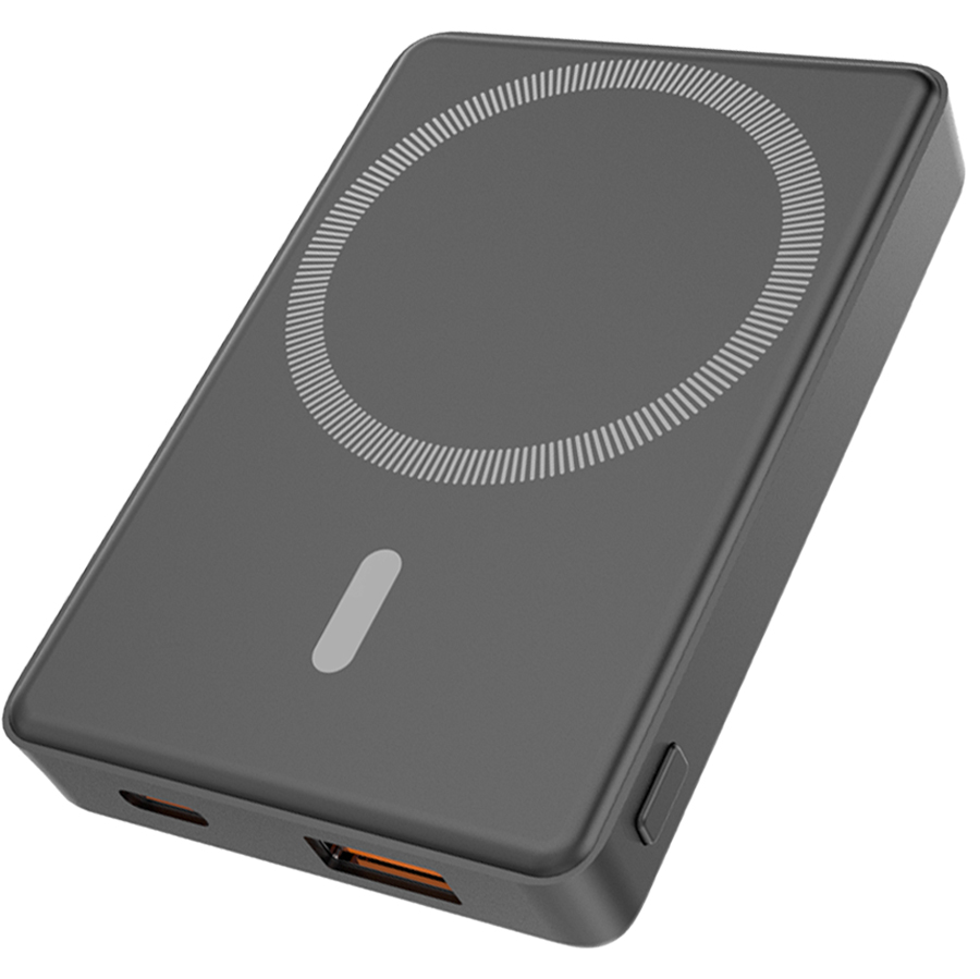 Магнитный внешний аккумулятор Magnetic с беспроводной зарядкой (5W), 5000 Mah, черный для бизнеса