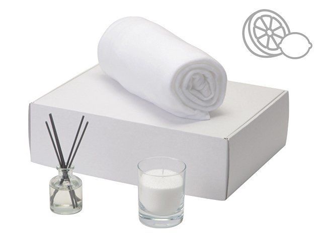Подарочный набор White light 2.0 с пледом, диффузором, насыпной свечой