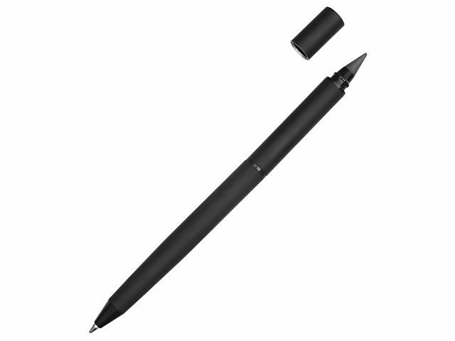 Металлическая ручка и вечный карандаш "Gauguin", софт-тач, черный для бизнеса