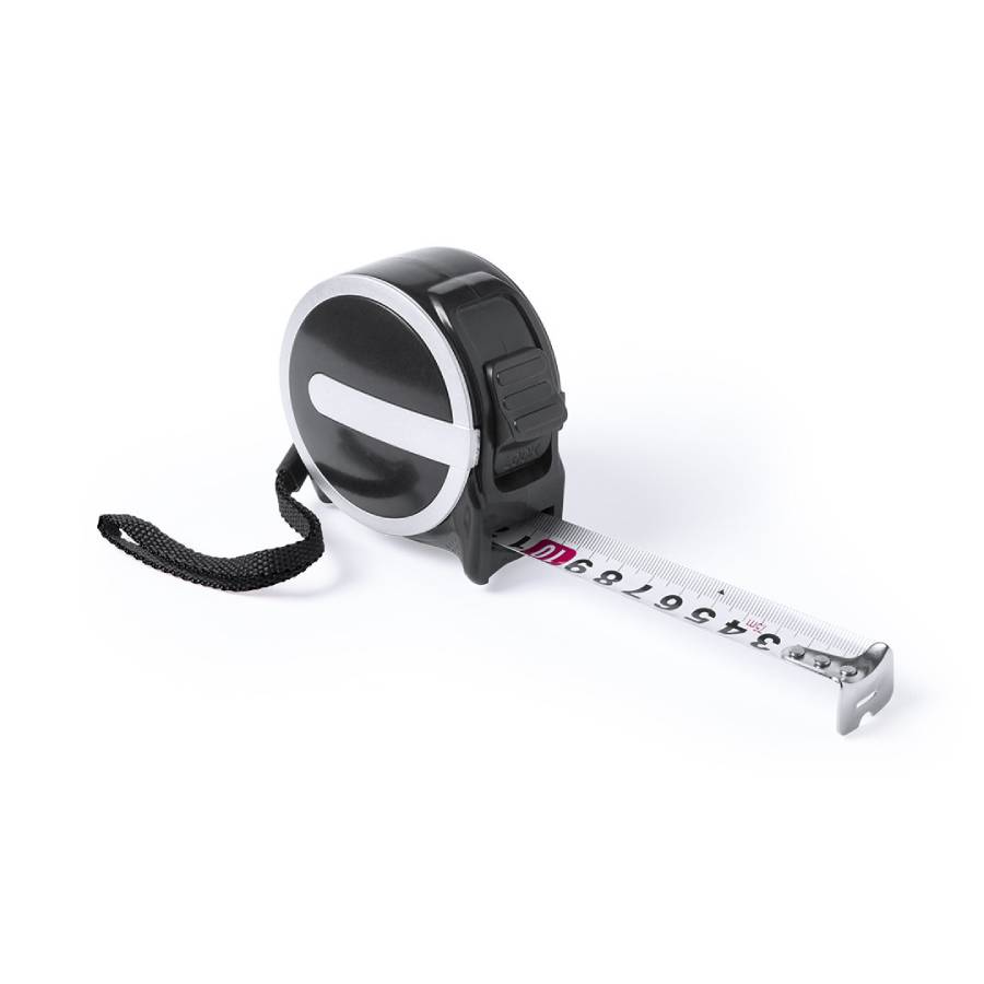 Рулетка LUKOM с металлическим клипом, 7,5 м, черная, пластик для бизнеса