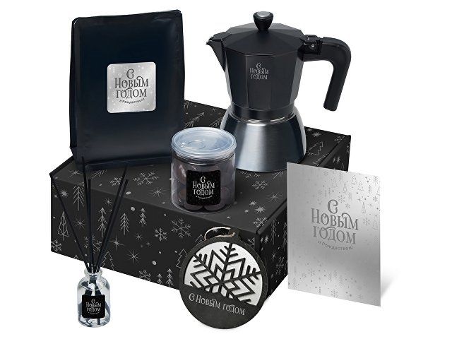 Подарочный набор с гейзерной кофеваркой, кофе и диффузором