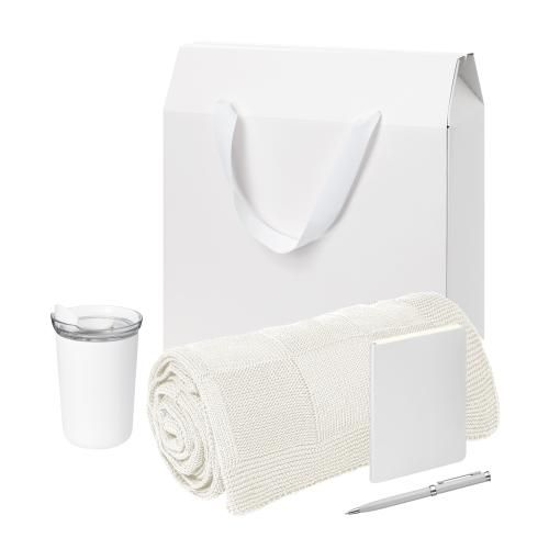 Подарочный набор Welcome Pack Spark mini, серебряный (термокружка, блокнот, ручка, плед, коробка-пакет)