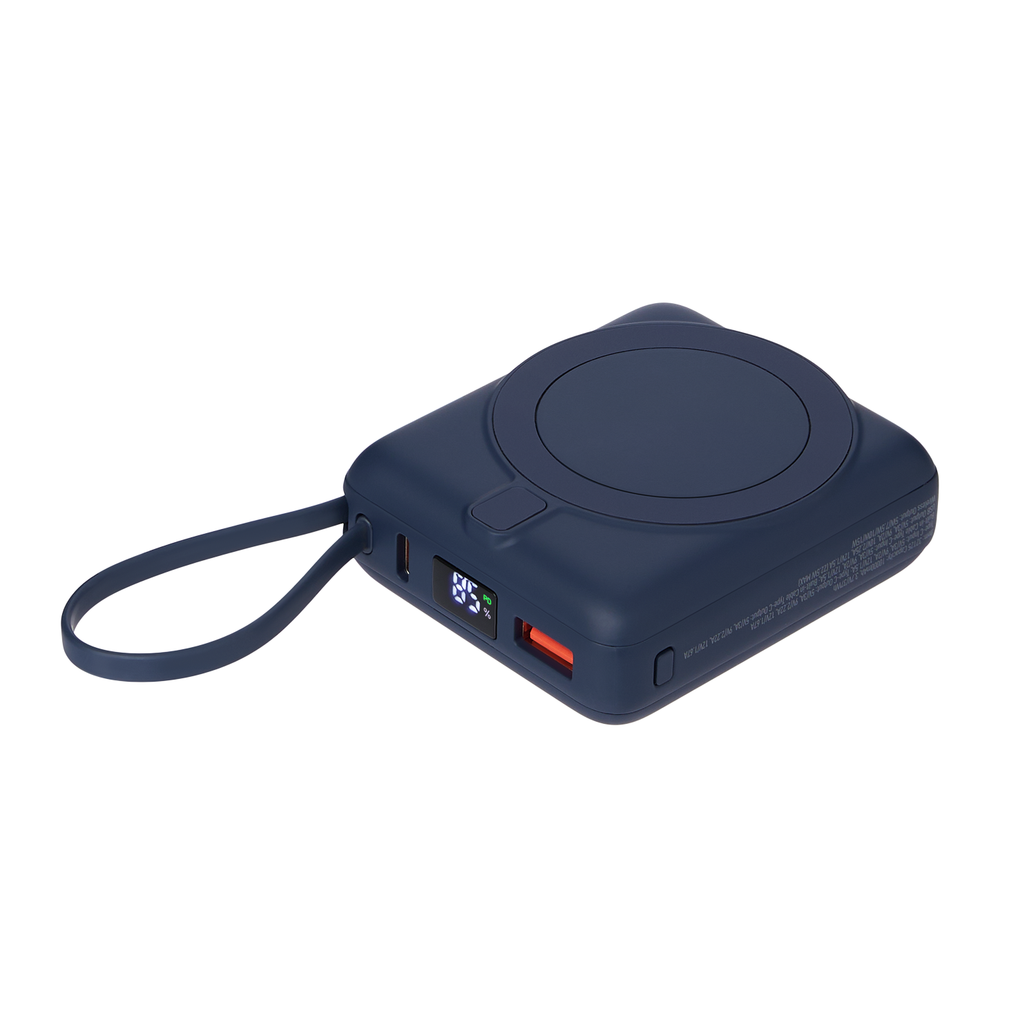 Внешний аккумулятор с подсветкой Риттер PD (Ritter PD) 10000mAh с функцией беспроводной зарядки 15W, синий для бизнеса