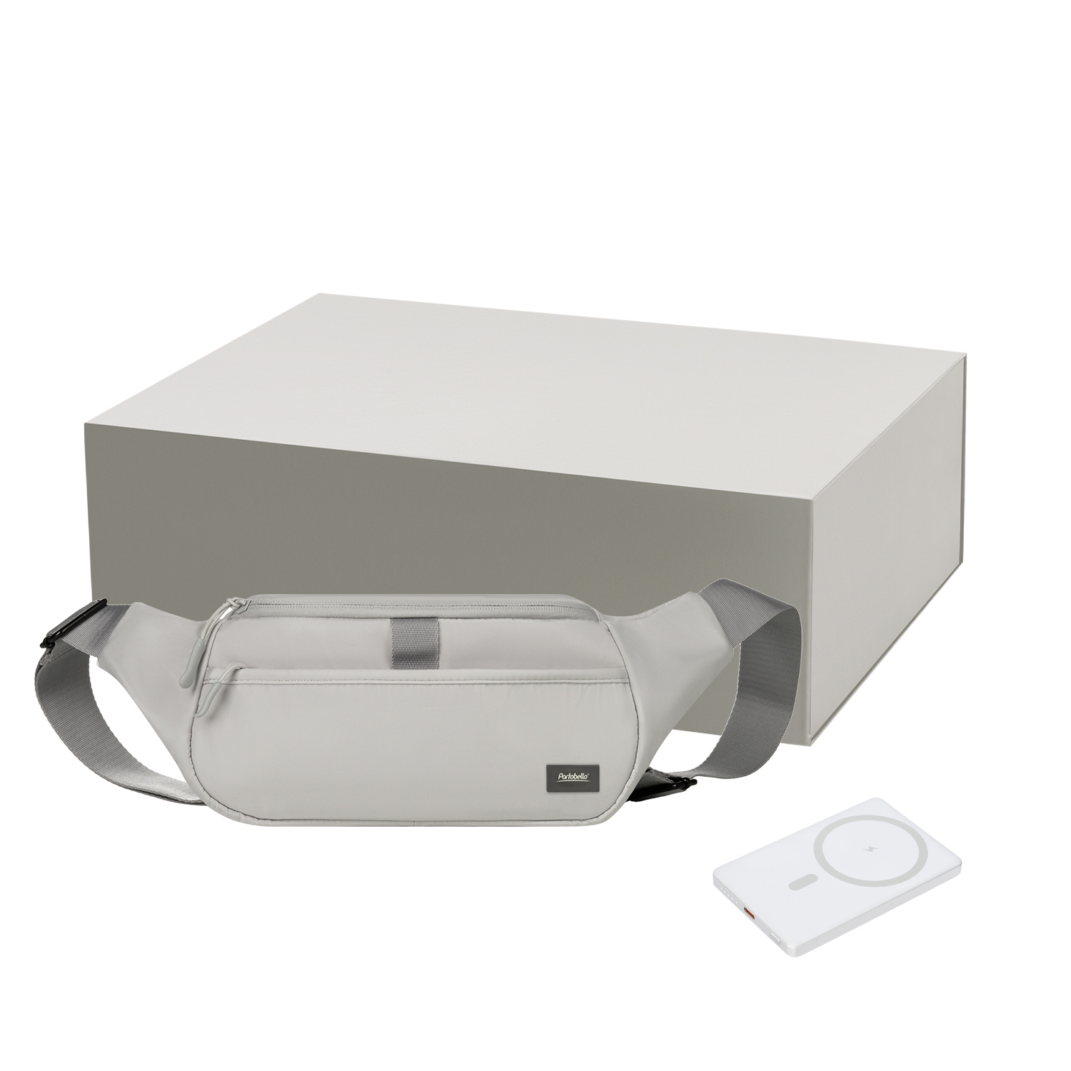 Подарочный набор Бостон (Boston), Атлантис (Atlantis), серый (поясная сумка, аккумулятор) для бизнеса