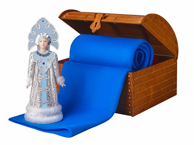 Подарочный набор: кукла фарфоровая, плед флисовый, голубой/синий