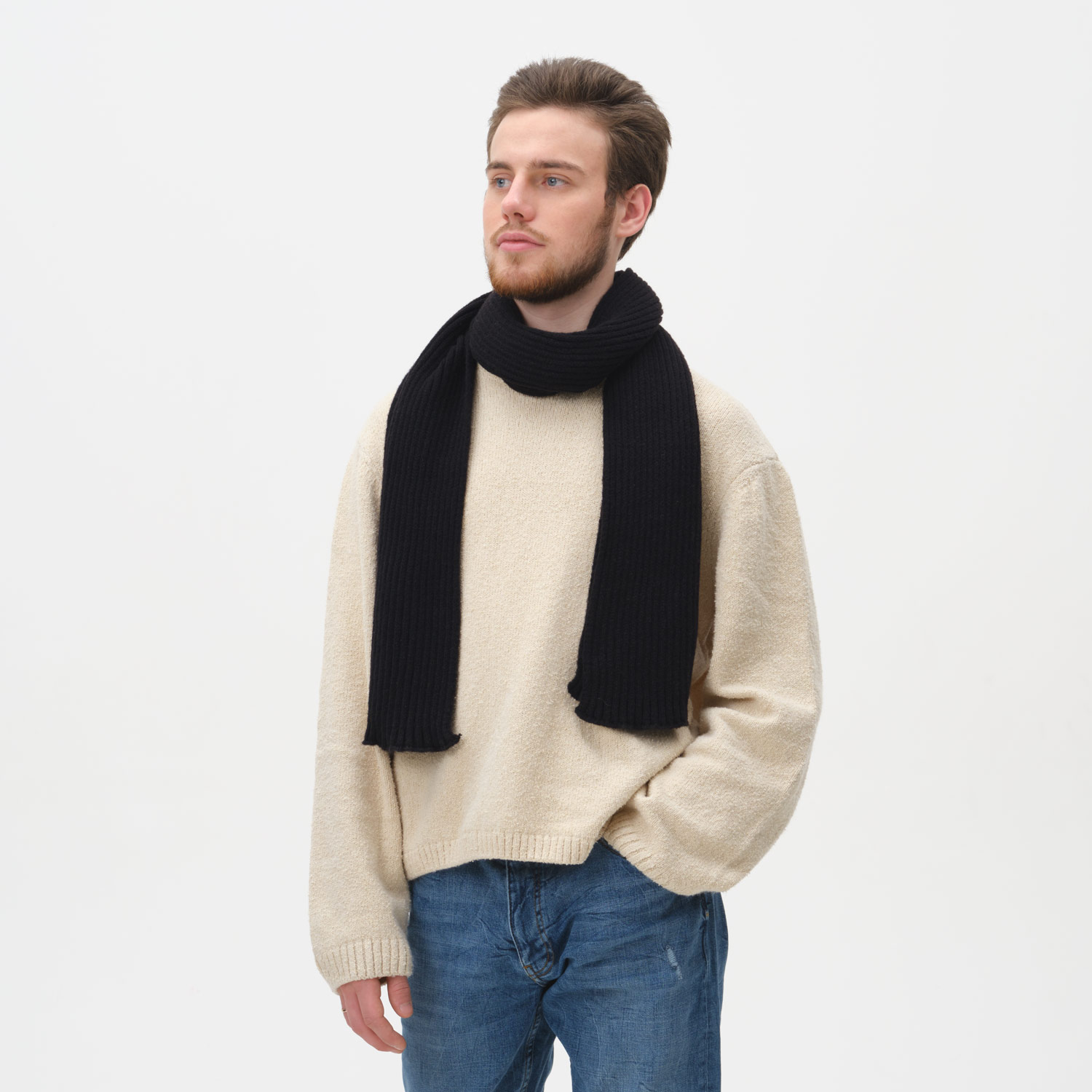 Шарф Форгес (Forges) вязаный, черный для бизнеса