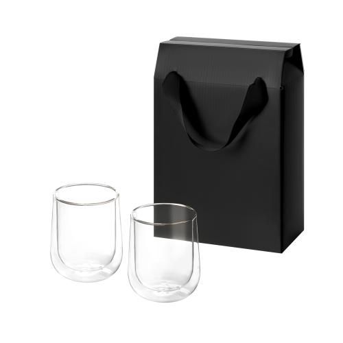 Подарочный набор 2 стеклянных стакана Lungo в коробке-пакете