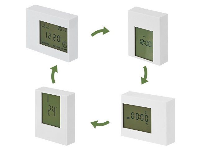 Настольные электронные мультифункциональные часы "Rotatio" с подсветкой, белый