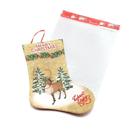 Сапожок подарочный новогодний №5 (олень бежевый) с логотипом компании. Цена . Артикул ARDNSYWZ-082008